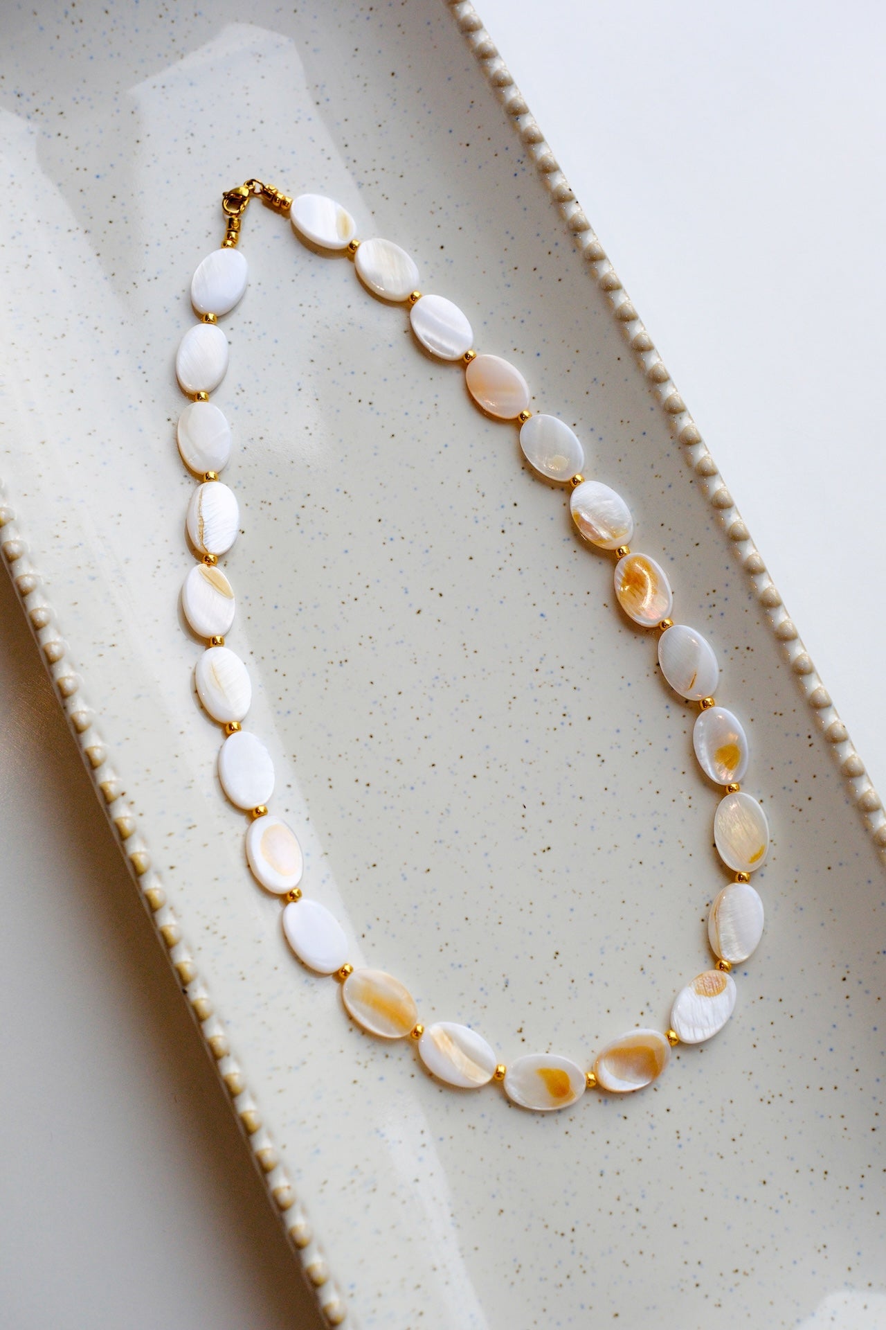White Shell Beaded Necklace - Natural Stone Jewellery
