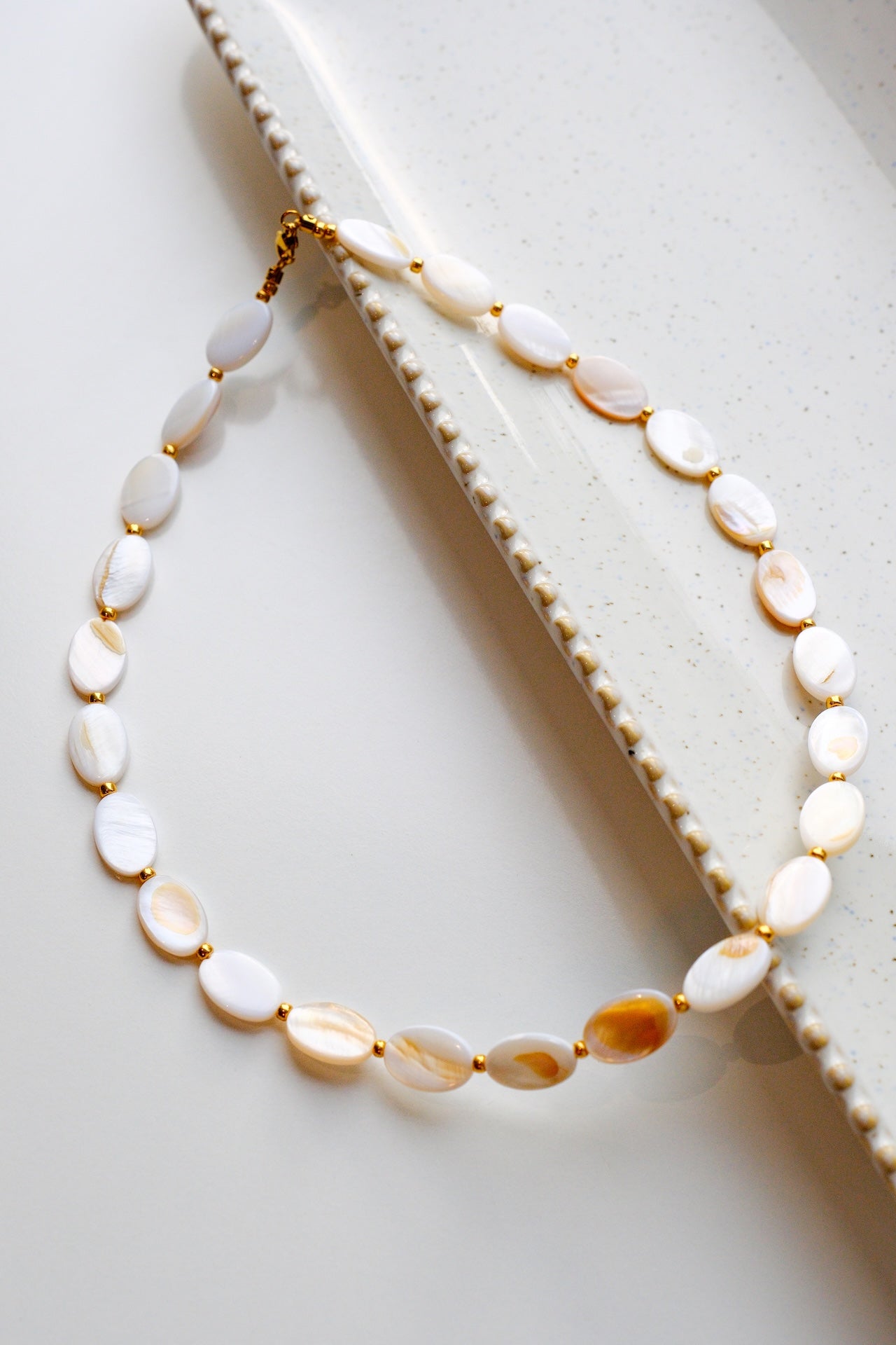 White Shell Beaded Necklace - Natural Stone Jewellery