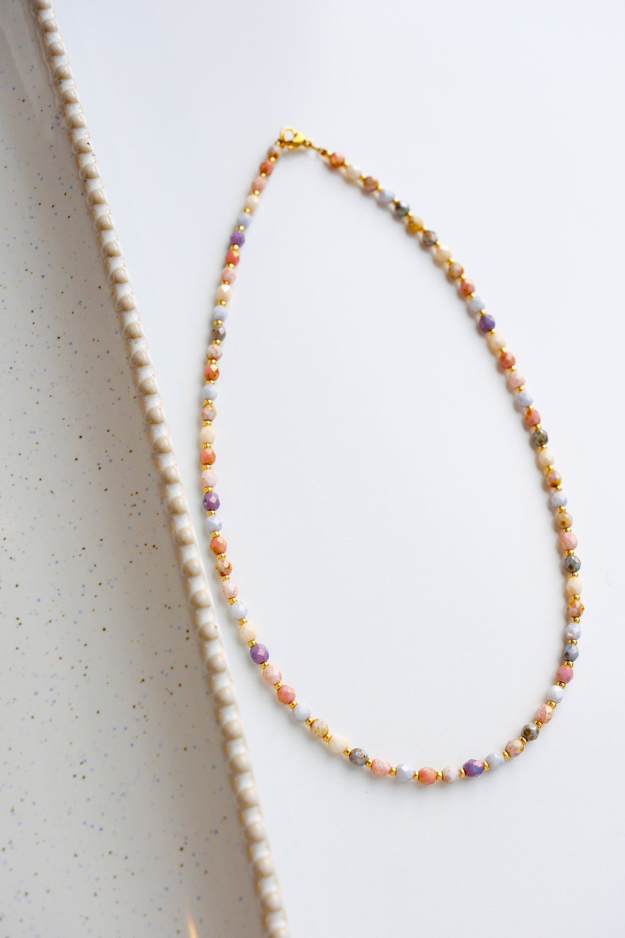 Multicolor Crystal Beads Necklace - Minimalist Pastel Jewelery