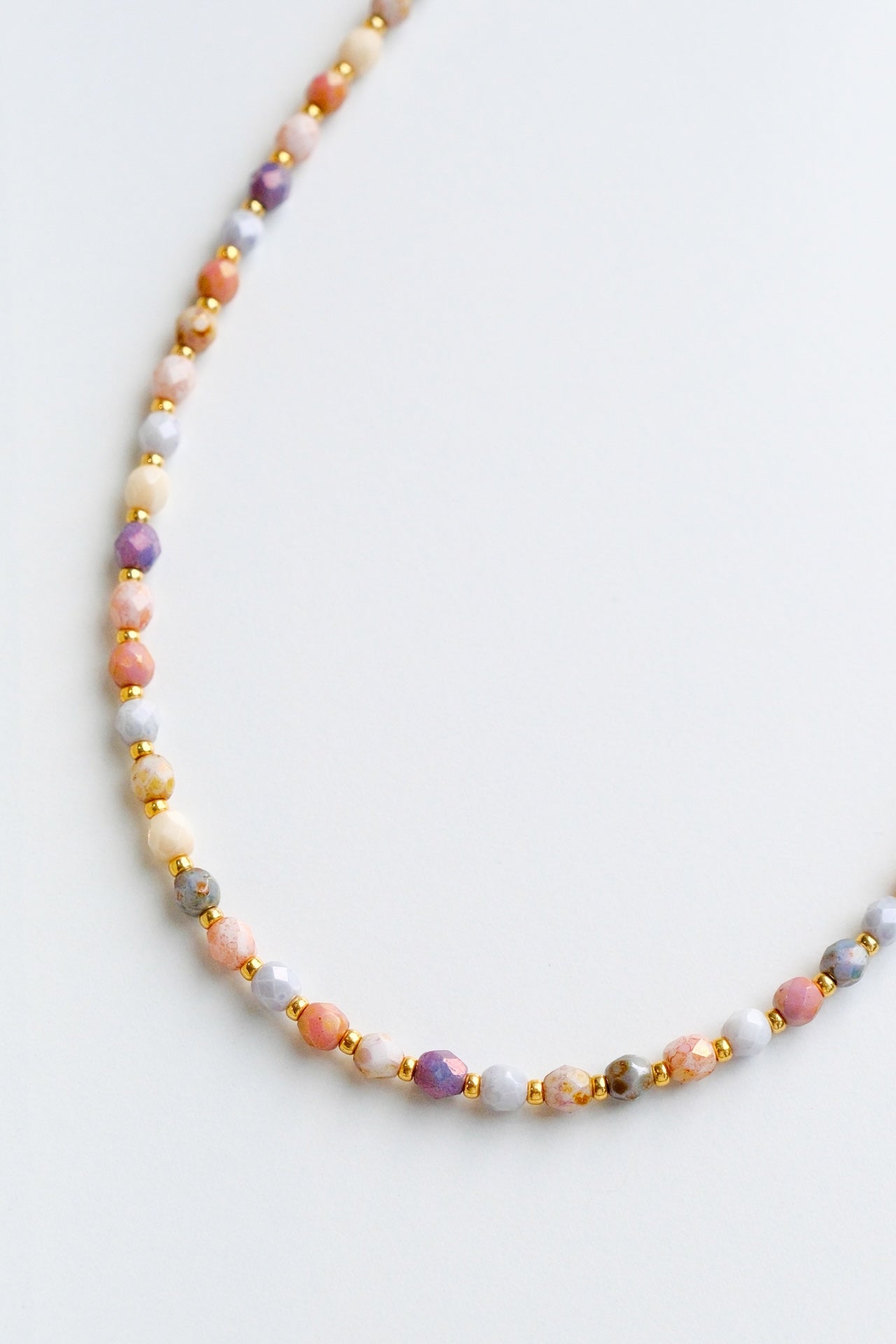 Multicolor Crystal Beads Necklace - Minimalist Pastel Jewelery