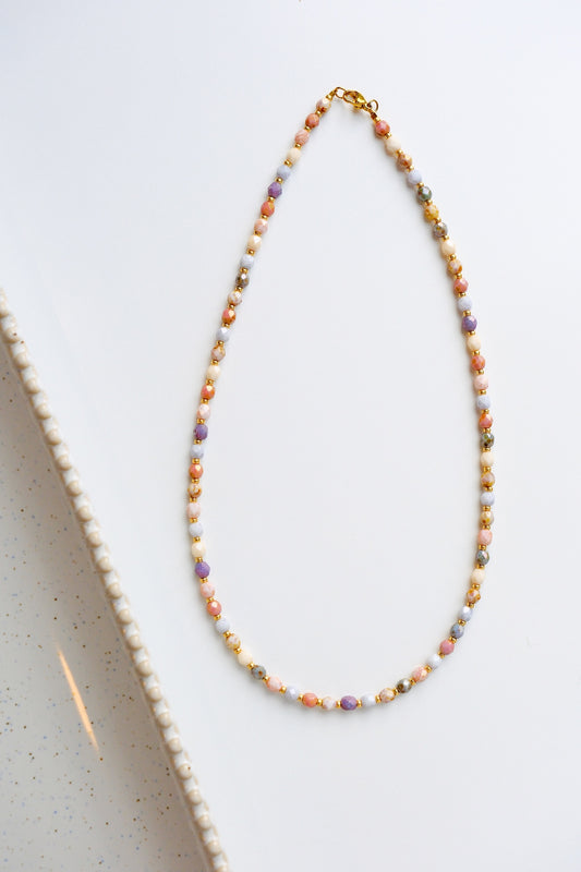 Multicolor Crystal Beads Necklace - Minimalist Pastel Jewelery