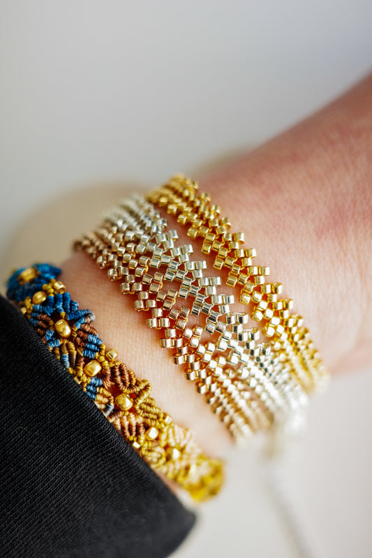 Minimalist Beaded Adjustable Bracelet - Silver, Gold, or Rose Gold