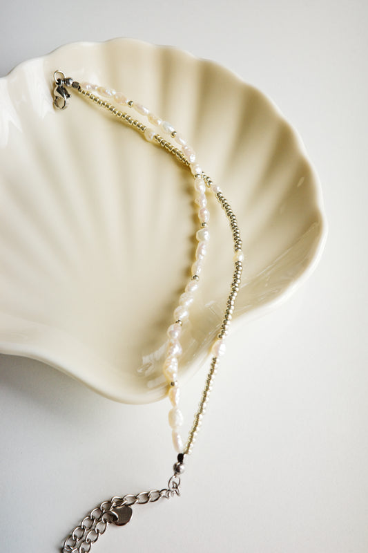 Double-strand freshwater pearl bracelet