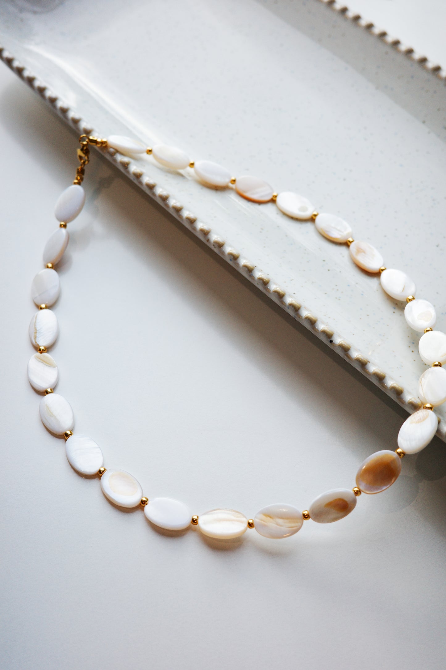 White Shell Beaded Necklace - Natural Stone Jewellery