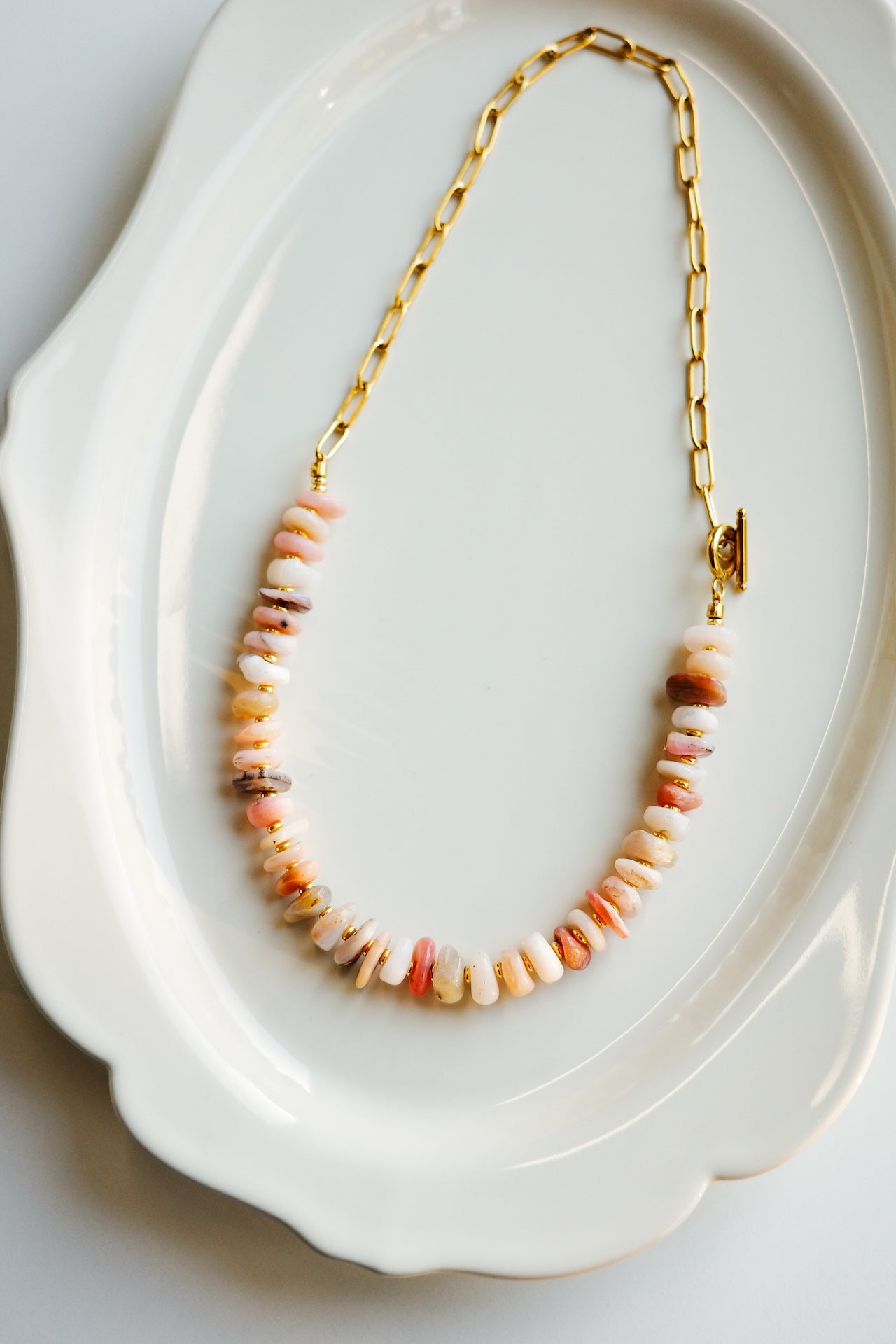Handmade Pink Gemstone Statement Necklace